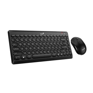 Комплект клавиатура Genius и мишка LuxeMate Q8000, черни, USB Type-A, 4 бутона на мишката, 12 бързи бутона на клавиатурата