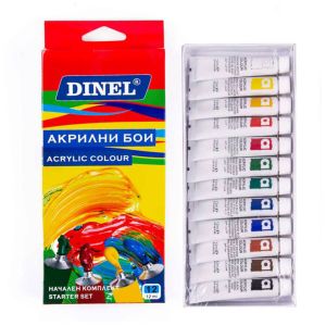 Акрилни бои Dinel 12 цвята в туби
