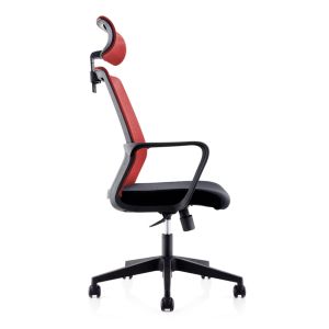 Директорски стол RFG Smart HB, дамаска и меш, Tilt механизъм, до 120 kg, черна седалка, червена облегалка