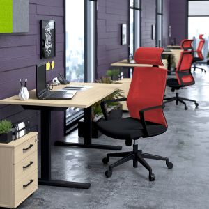 Директорски стол RFG Smart HB, дамаска и меш, Tilt механизъм, до 120 kg, черна седалка, червена облегалка