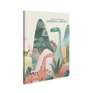 Gipta Тетрадка Jurassic Notes, A4, бяла хартия, широки редове, картонена корица, 60 листа