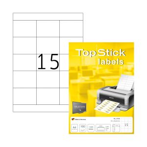 Top Stick Самозалепващи се етикети, A4, 70 х 50.8 mm, 15 броя, 100 листа