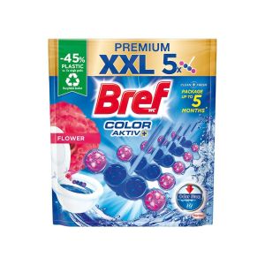 Ароматизатор за тоалетна Bref Color Aktiv Premium, цветя, 5 х 50 g