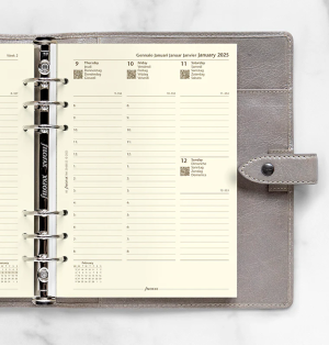 Filofax Пълнител за органайзер, A5, за 2025 година, 1 седмица на 2 страници, кремав