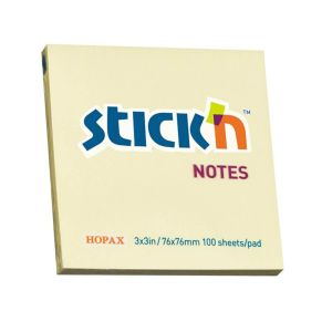 Самозалепващи листчета Stickn, 76/76 mm, 100л, Жълт