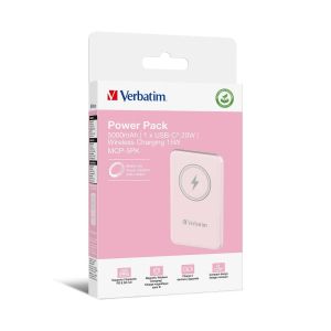 Външна батерия Verbatim Charge 'n' Go, магнитна, 5000 mAh, USB Type-C, розова