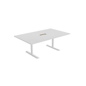 Заседателна маса Narbutas T-Easy, 2000 x 1200 x 740 mm, правоъгълен плот, ПДЧ 25 mm, бял меламин, бял метал, крак тип I