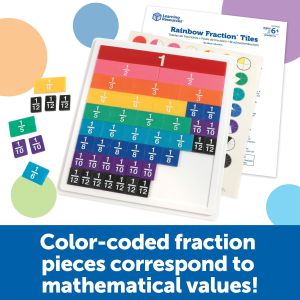 Learning Resources Плочки с дроби, цветни, 54 части