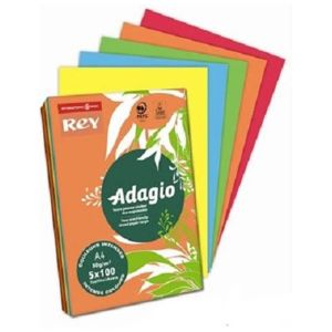 Цветна хартия Rey Adagio микс наситен,А4,160гр.,100л
