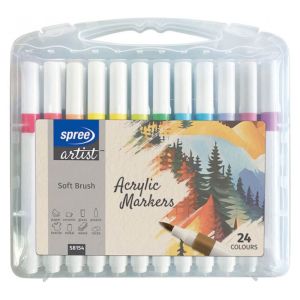 Маркери акрилни Spree Artist Soft Brush, 24 цвята