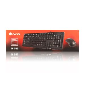 Комплект NGS - клавиатура и мишка Cocoa, с кабел, USB, с кирилизация, 3 бутона на мишката, черни