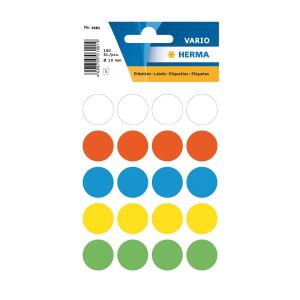 Herma Самозалепващи се етикети, кръгли, цветни, диаметър 19 mm, 100 броя
