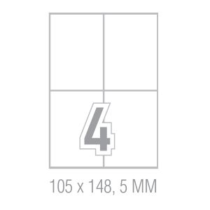Office 1 Самозалепващи се етикети, A4, 105 x 148.5 mm, прави ъгли, 100 листа