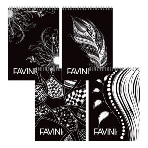 Скицник Favini B5, спирала, черен акварелен картон, 10л, 220g