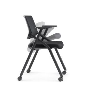 Посетителски стол RFG Shape M, дамаска и меш, до 120 kg, черна седалка, черна облегалка, 2 броя в комплект