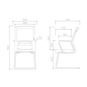 Посетителски стол RFG Smart M, дамаска и меш, до 120 kg, черна седалка, светлосиня облегалка, 2 броя в комплект