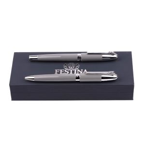 Festina Комплект писалка и химикалка Classicals Chrome, в кутия, сиви