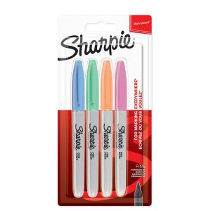 Комплект перманентни маркери Sharpie F, 4 цвята, Пастел