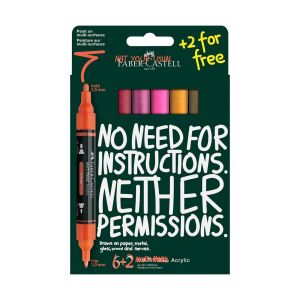 Faber-Castell Акрилен маркер Multimark Flame, 6+2 броя