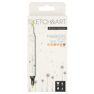 Двувърхи маркери Sketch&Art, 6 цвята, Портрет