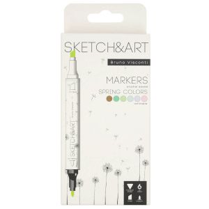 Двувърхи маркери Sketch&Art, 6 цвята, Пролет