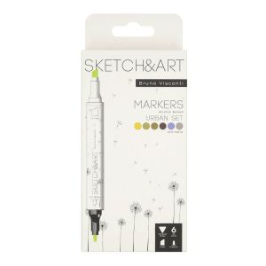 Двувърхи маркери Sketch&Art, 6 цвята, Архитектура