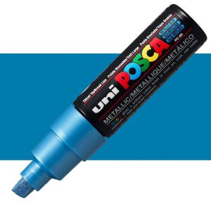 Перманентен маркер Uni Posca PC-8M на водна основа, 8 mm, Син металик