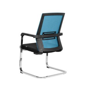 Посетителски стол RFG Roma M, дамаска и меш, метална основа, до 120 kg, черна седалка, светлосиня облегалка