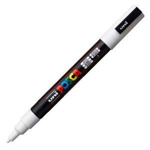 Перманентен маркер Uni Posca PC-3M на водна основа, 0.9-1.3 mm, Бял