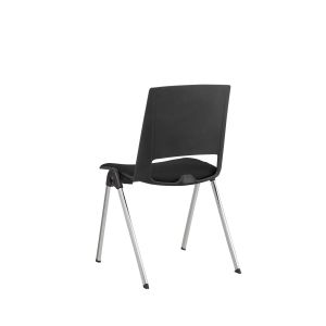 Посетителски стол RFG Sweet Chrome Black, дамаска и полипропилен, до 120 kg, черен, 4 броя в комплект