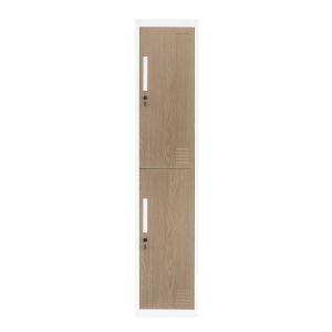 Гардероб RFG, единичен, метален, с две врати, 380 х 450 х 1850 mm, кехлибарен дъб и бяло