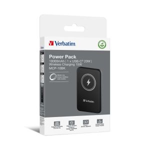 Външна батерия Verbatim Charge 'n' Go, магнитна, 10000 mAh, USB Type-C, черна