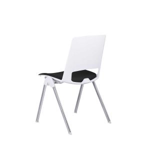 Посетителски стол RFG Sweet Chrome White, дамаска и полипропилен, до 120 kg, черен, 4 броя в комплект