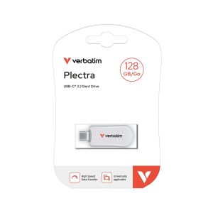 USB флаш памет Verbatim Plectra, 128 GB, USB Type-C 3.2, бяла