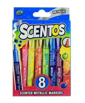 Маркери Scentos, 8 цвята, металик