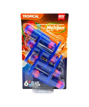 Тоалетно блокче Maxijen, синя вода, Tropical,4бр