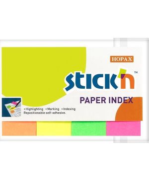Индекси Stickn хартиени 20х50mm, Неон