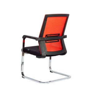 Посетителски стол RFG Roma M, дамаска и меш, метална основа, до 120 kg, черна седалка, червена облегалка