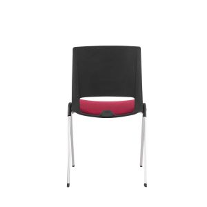 Посетителски стол RFG Sweet Chrome Black, дамаска и полипропилен, до 120 kg, червен, 4 броя в комплект