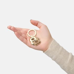 Hugo Boss Ключодържател Double B, кафяво-златист