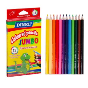 Цветни моливи Dinel Jumbo, 12 цвята