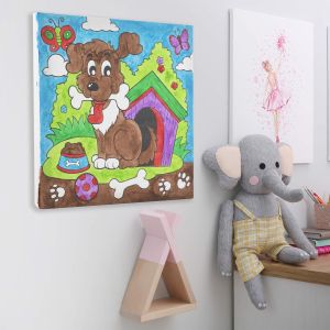 Moxy Комплект рисуване по номера Куче, с 6 бои и 2 четки