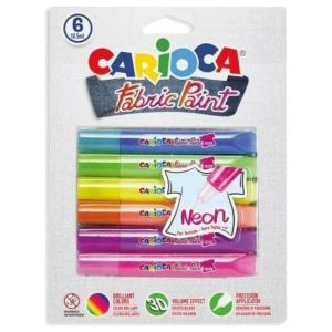3D текстилни боички Carioca 6 цв.неон