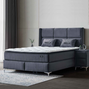 Тапицирана спалня с матрак BELLA 160 x 200 - сив 29
