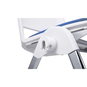 Посетителски стол RFG Sweet Chrome White, дамаска и полипропилен, до 120 kg, син, 4 броя в комплект