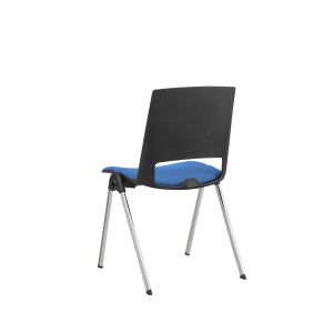 Посетителски стол RFG Sweet Chrome Black, дамаска и полипропилен, до 120 kg, син, 4 броя в комплект