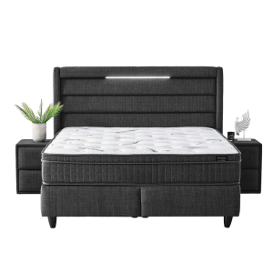 Тапицирана спалня с матрак COTTON 140 x 200 - графит 501