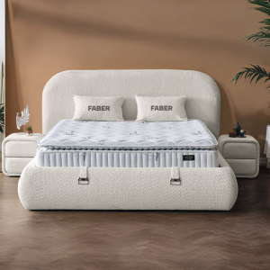 Тапицирана спалня с матрак FABER 160 х 200 - слонова кост 06