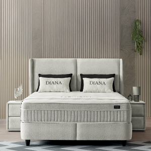 Тапицирана спалня с матрак DIANA 160 x 200 - бежова 326