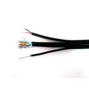 Кабел FTP/M Cat5e 24AWG CU+2x0.75mm CU захранване + носещо въже